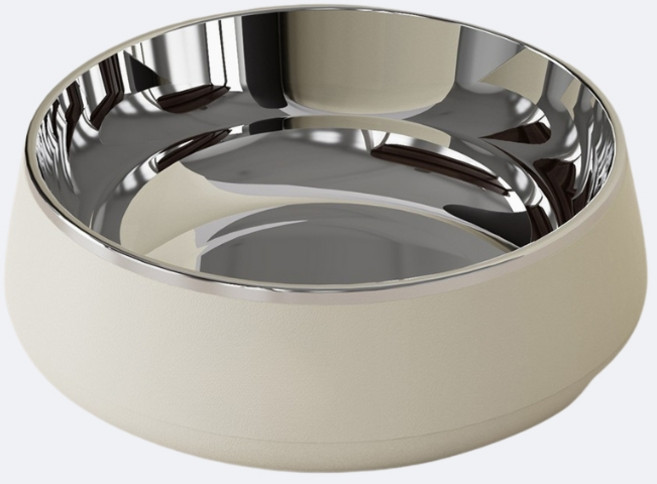 PetHaus 寵物碗 304不鏽鋼 貓狗通用 耐摔耐高溫 大口徑大容量 象牙白 1.3L 防滑設計, 象牙白,大碗 1.3L, 1個