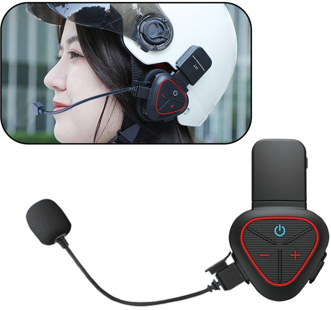 전기자전거 오토바이 헬멧블루투스 헤드셋 반모용 오토바이 바이크 퀵 배달 라이더 블루투스 헤드셋 인터폰, 붉은색, LX1