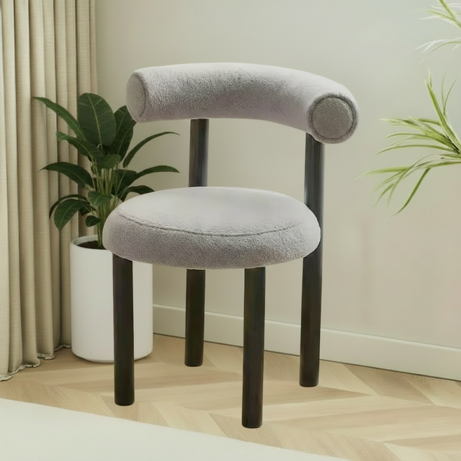 명신 키키 침실 등받이 의자 1인용 심플 디자인 화장대 의자, 그레이, 1개