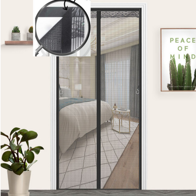 붙이는 원터치 자석 문 방충망 초미세망 셀프설치 현관 찍찍이, 블랙, 1개