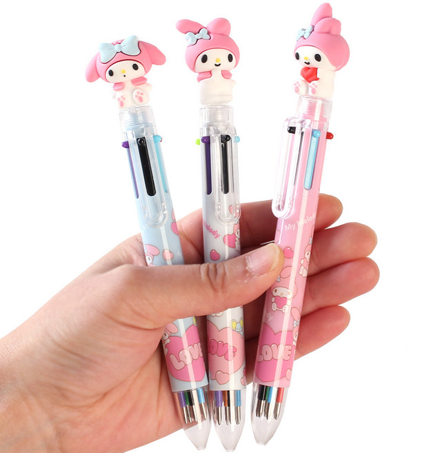 산리오 마이멜로디 피규어 6색볼펜 3p 1세트 0.7mm 캐릭터 6색 다색펜 멀티펜