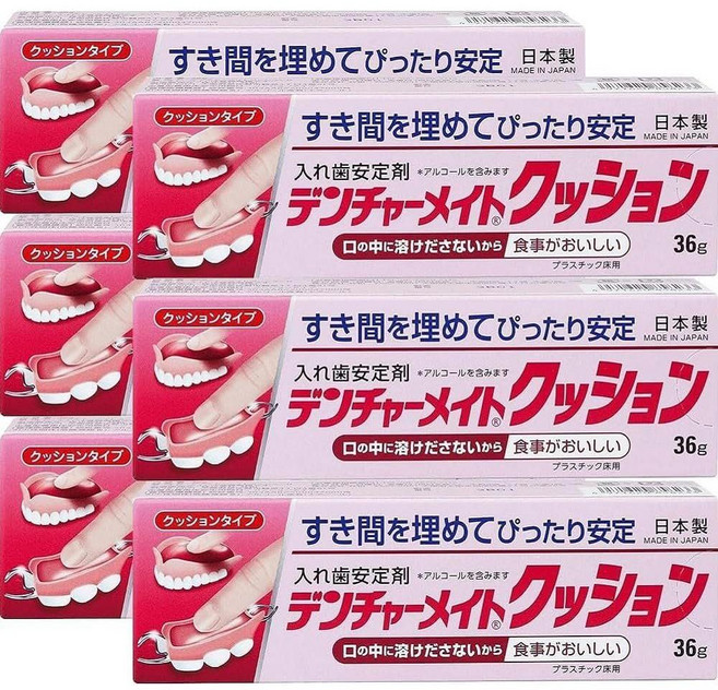 덴쳐메이트 일본 틀니 의치 부착제 쿠션 접착제 36g, 36ml, 6개