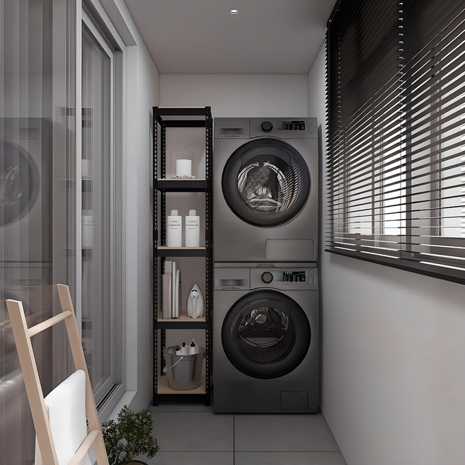 스피드랙 국내 제조 슬림형 무볼트 철제 틈새 선반, 블랙, 5단