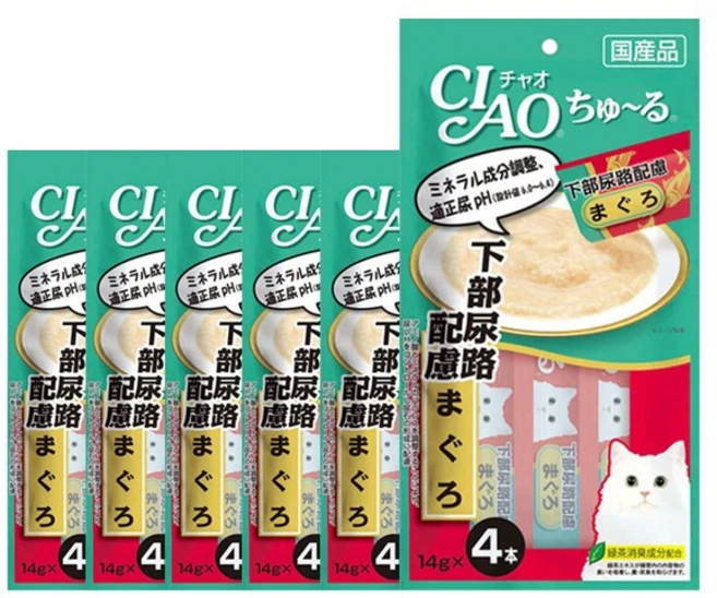 이나바 챠오츄르 유리너리 참치 4P [SC-105]X6봉, 하부요로케어 참치, 14g, 6개 - 쿠팡