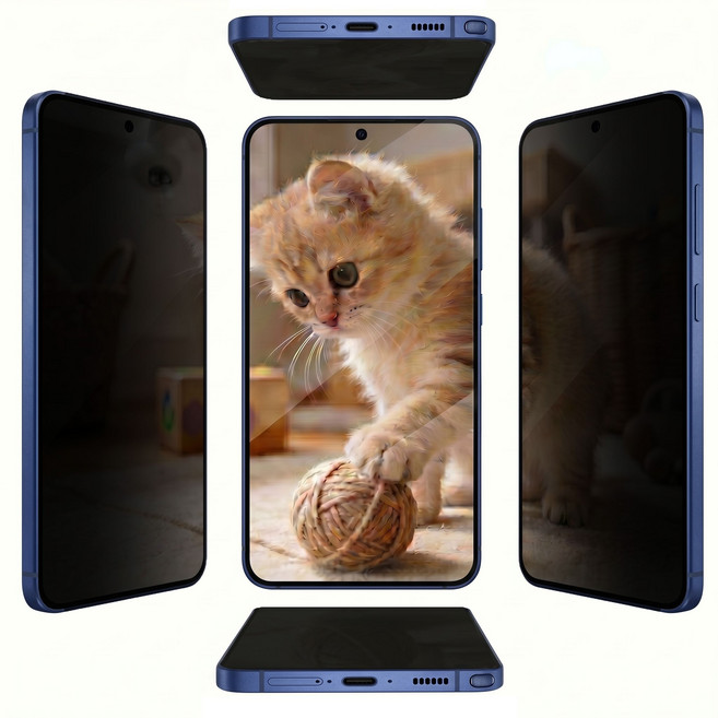 LUNOO 갤럭시 사생활 보호 강화유리 액정보호필름 지문방지 고화질 풀커버 2매입, 1세트