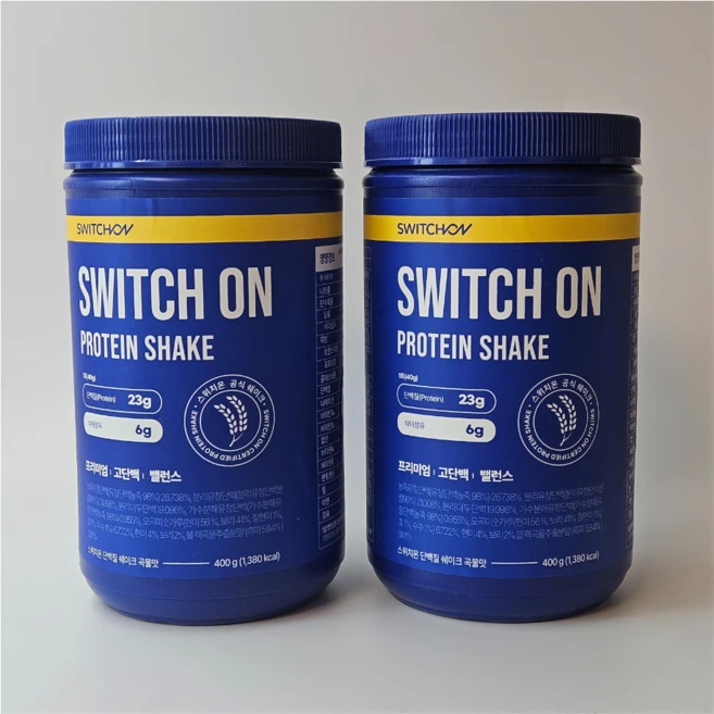 스위치온 단백질 쉐이크 곡물맛 대용량 프로틴 분리유청단백질 식사대용 보충제 파우더 400g 2개 - 쿠팡