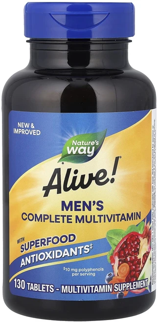 몸관리하세요 겨울입니다 Nature's Way Alive!® 남성용 컴플리트 종합비타민 130정 특별관리진행, NaturesWayAlive남성용컴플리트종합비타민130, 1개 - 쿠팡