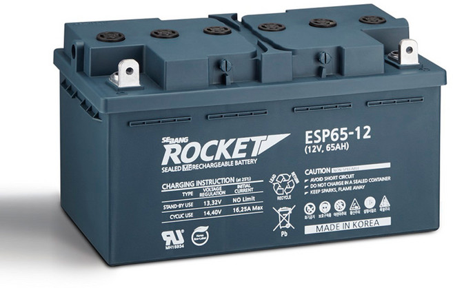 로케트배터리 ESP65-12 (12V 65Ah) 산업용 UPS 발전기 밧데리, 1개