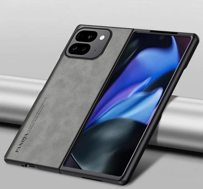 Google Pixel 9 Pro Fold용 가죽 케이스 반투명 초슬림 프레임 충격 방지 전화 케이스 GooglePixel9ProFo, 01 Pixel 9 Pro Fold, 04 Grey