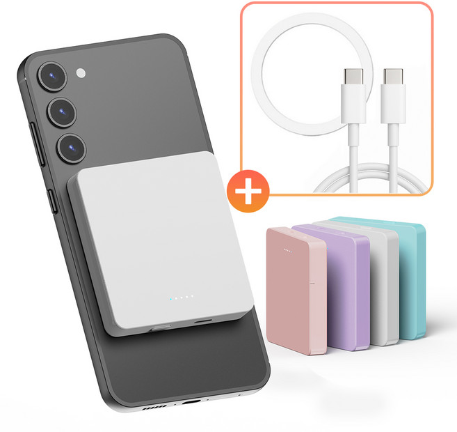 스마티 PD 20W 고속 무선충전 맥세이프 보조배터리 5000mAh, 퍼플, 5000mAh, 단일