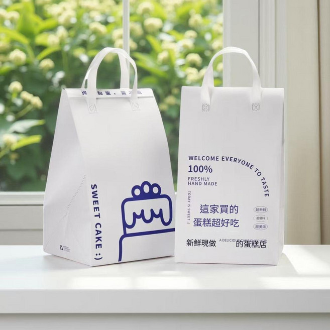 蛋糕保溫袋 烘焙甜點外送保冷袋, 通貨白色印字, 1套