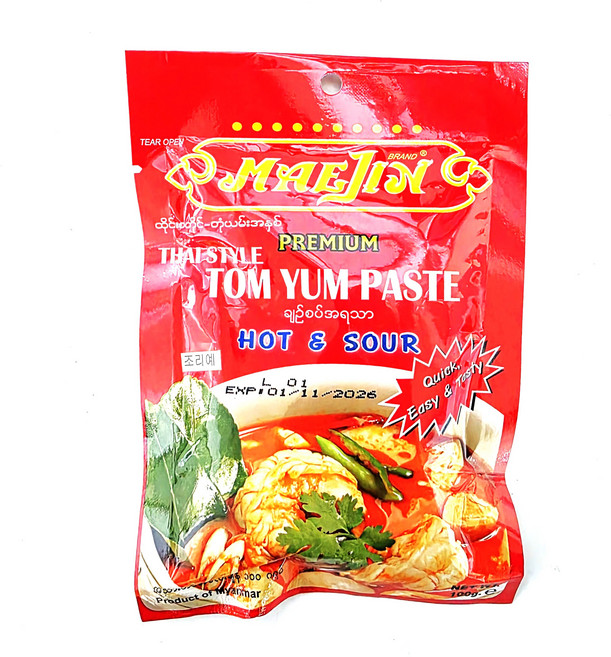 MAEJIN THAI STYLE TOM YUM PASTE 태국스타일 똠얌 페이스트 HOT & SOUR, 1개, 100g