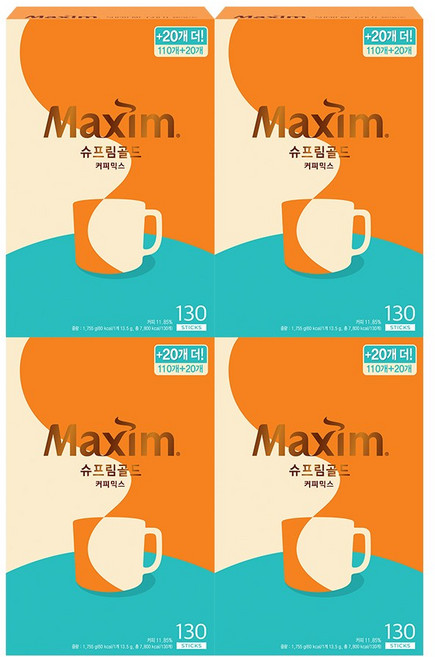 맥심 슈프림골드 커피믹스, 13.5g, 130개입, 4개