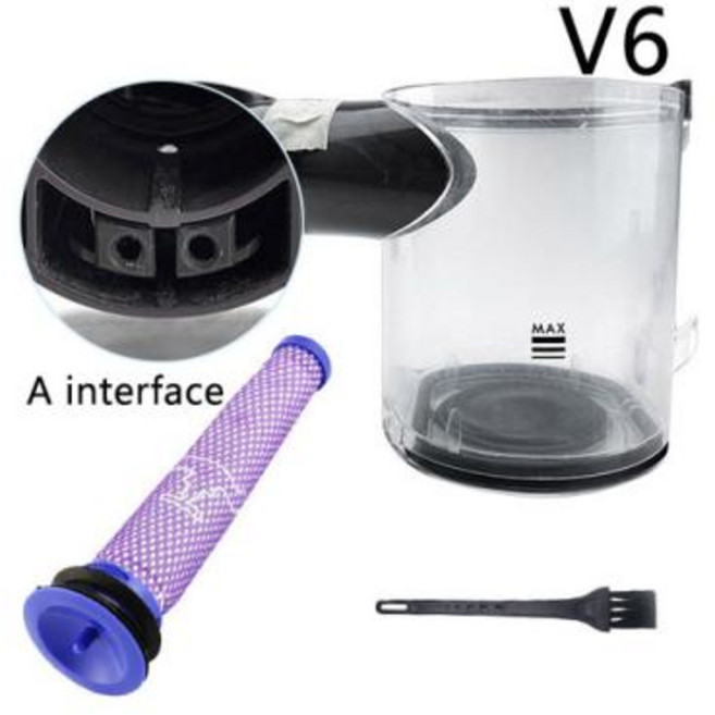 다이슨 호환 진공 청소기 부착물 교체 사이클론 먼지 컵 모터 바디 전면 후면 헤파 필터 코어 V6 V7 V8 V10 V11, 10) V6, 1개