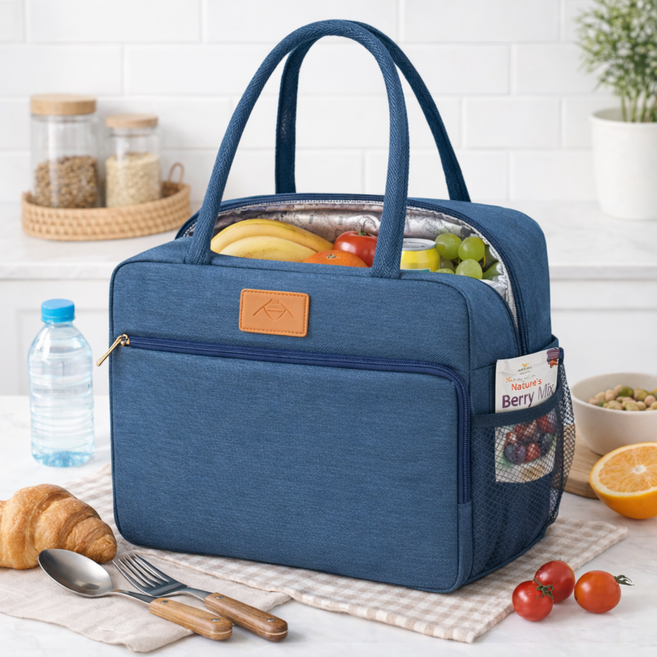 로에비스 대용량 단열라이너 보온 보냉백, 1개, 네이비