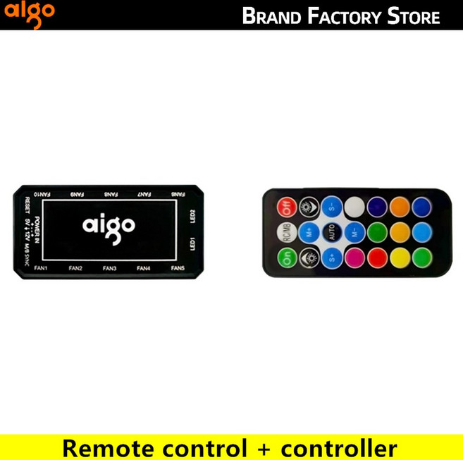 Aigo-AR12 화이트 120mm PC 컴퓨터 케이스 팬 쿨링 쿨러 6 핀 조정 가능 RGB Led 12cm 음소거 환풍기 속도 조절 5V ARGB, [02] AR12-controller, 2.controller - A-RGB - WHITE, Remote Controller, 1개