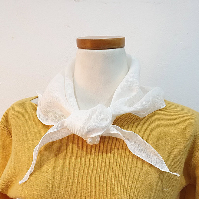 마 스카프 목 시원한 린넨 쁘띠 미니 천연염색 여성 무지 여자 봄 여름