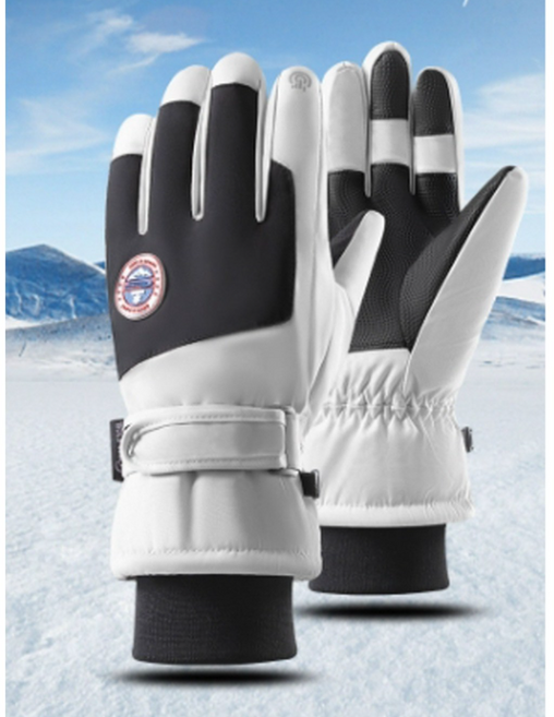 남녀공용 방한장갑 스마트터치 방수 스포츠 스키장갑, 1개, 화이트-여성용