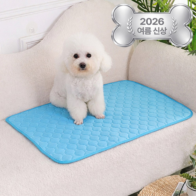 펫블리스 반려동물 여름매트 냉감 쿨방석 패드형 애견매트, 블루, 1개