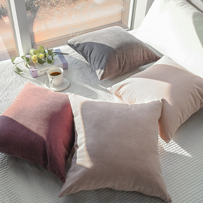 17수 도비 슬러브 피그먼트 바이오워싱 핑크계열 쿠션 방석