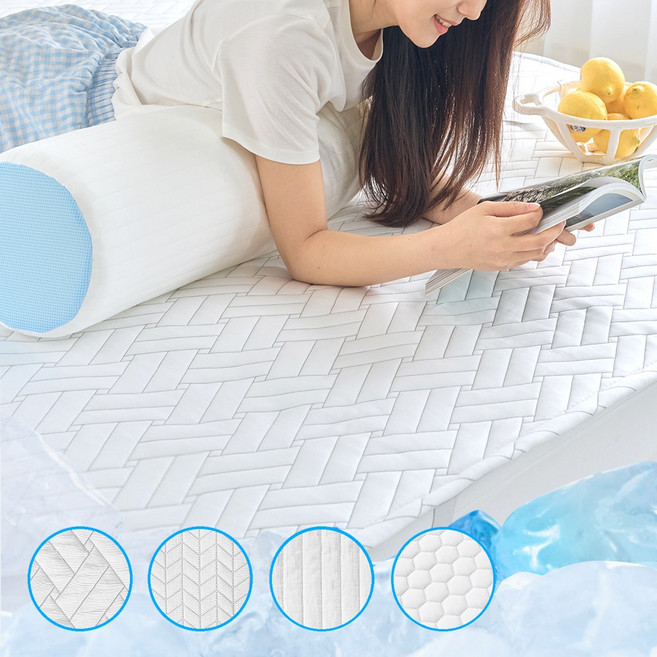 프루아 쿨매트 국산 냉감패드 싱글 100x200cm (두꺼운용), 아일랜드(격자)