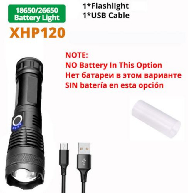 고출력 LED 손전등 전술 군사 토치 XHP220 XHP120 USB 충전식 랜턴 방수 자기 방어 램프 800000LM, XHP120 G NO Battery, 7) XHP120 G NO Battery - Power, 7) XHP120 G NO Battery - Power