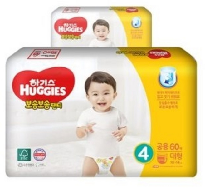 하기스 2020 보송보송 밴드형 기저귀 남여공용, 4단계, 372개