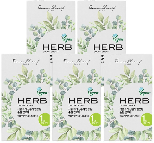 동성제약 허브 칼라크림 염모제, 1호 진한흑색, 5개