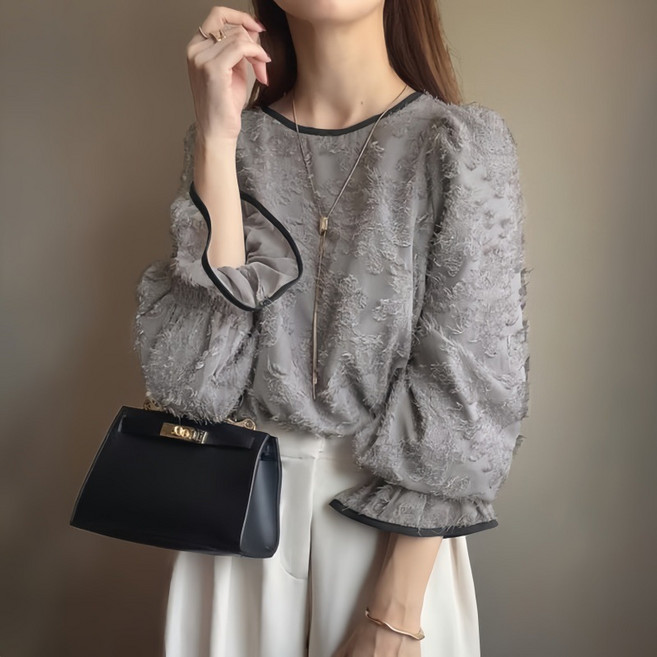 DUOMIHAN여성 플라워 텍스처 블라우스 7부 소매 디자인WZS60313