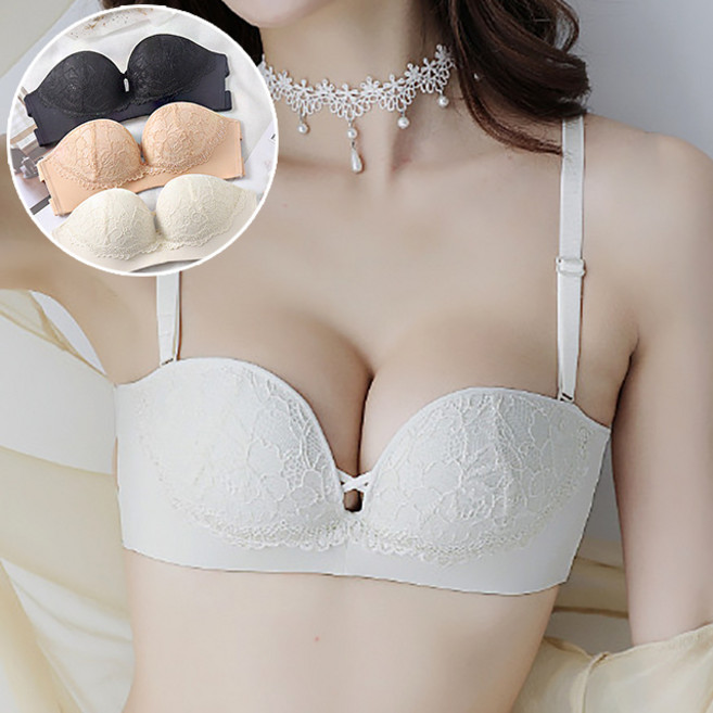 [당일출고]3cm볼륨 끈없는 로맨틱멜로우 프리미엄 오프숄더브라 볼륨업 왕뽕 웨딩브라 튜브탑