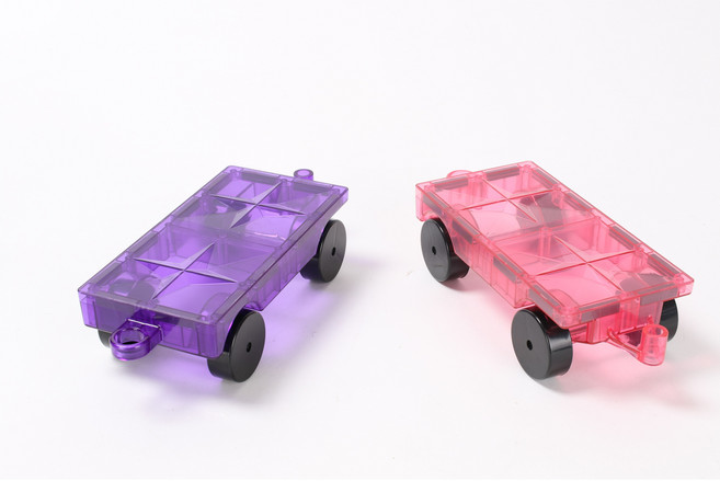 MNTL 비컴비 드림카 빨강 보라 자동차 2pcs 자석 블럭 교구 소근육발달 색감놀이 창의력 장난감, 2개