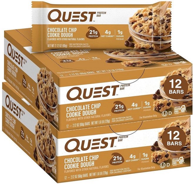 퀘스트뉴트리션 프로틴바 초콜릿칩 쿠키도우, 60g, 24개