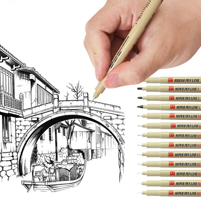 만화 그리기 스케치 마커 펜 아트 드로잉 일러스트 캘리그라피 펜, A 0.15mm