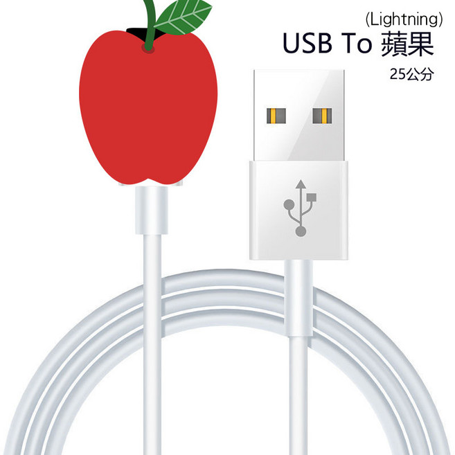 蘋果iPhone PD Type-C快充傳輸線, 1個, 25cm, 白色