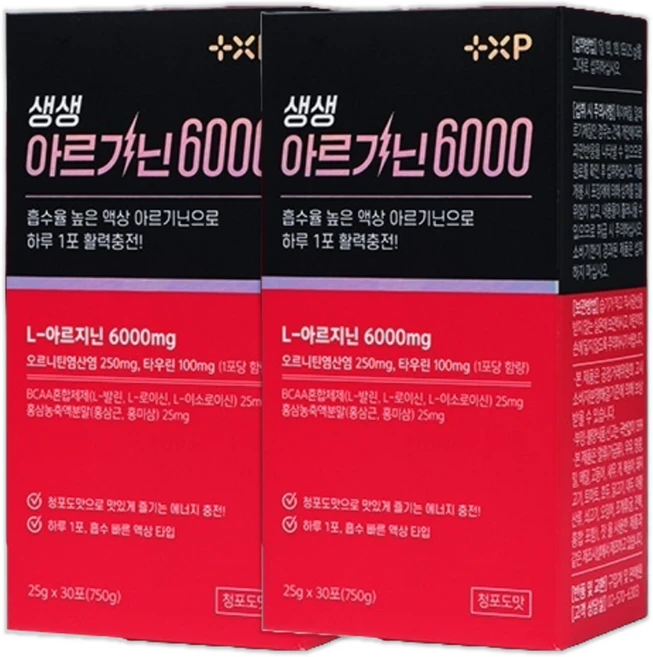 고함량 아르기닌 6000 활력 게이지 리부트 높이는 액상 스틱, 60개, 1회분 - 쿠팡