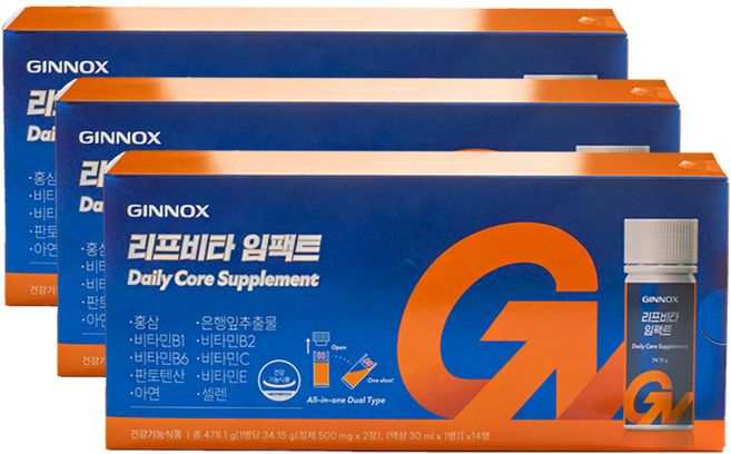 [충북인삼농협 진녹스] 리프비타 임팩트 헬스 멀티비타민 피로회복 영양제 14개입 3개