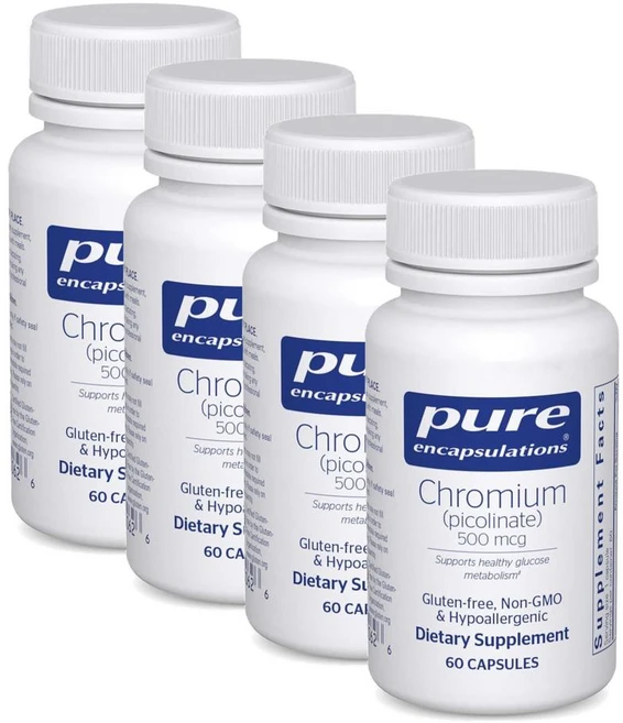 퓨어인캡슐레이션 크롬 피콜리네이트 500mcg 캡슐 Pure Encapsulations Chromium Picolinate, 60정, 4개 - 쿠팡
