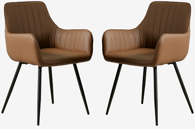피카소가구 1+1 댄디체어 가죽식탁의자2p 카페 인테리어 주방의자 매장의자, 2개, 브라운
