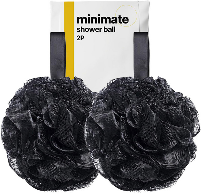 미니메이트 거품 풍성 빅 샤워볼 저자극 자이언트 대왕샤워볼, 1개, 2개입, 블랙