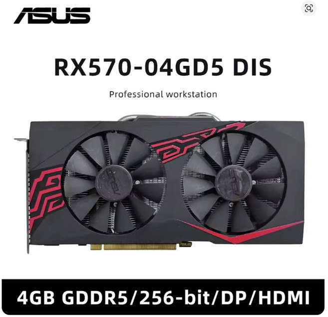 STRIX RX580 O8G 그래픽 RX570 포트 듀얼 DVI Z DP 컴퓨터용 DIS 카드 PC 게임용 데스크탑 04 HD 게임, RX570 04 5 DIS