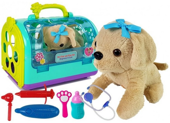 소리나는 강아지 동물병원놀이 수의사 역할놀이 이동장 포함 Toy Pretend Pet Doctor Playset Pet First-Aid Play Set, 1개