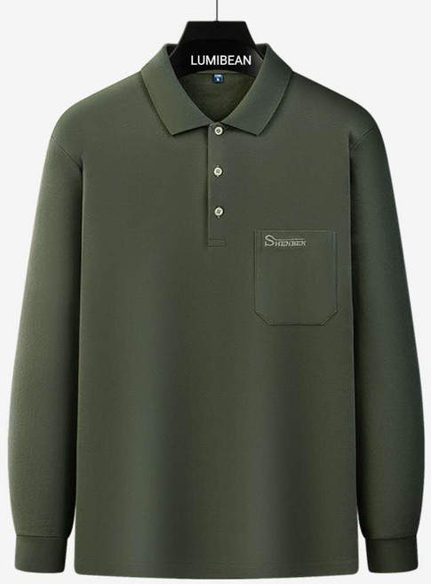 루미빈 남성 봄가을 면 데일리 긴팔 카라 티셔츠