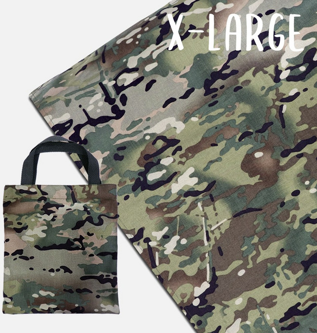 (주)더해피 코듀라사 양면방수 카모플라쥬 패턴 피크닉 매트(특대형) 소풍 식탁 비치 캠핑 매트 돗자리, 카모플라쥬 피크닉 매트+다용도 가방