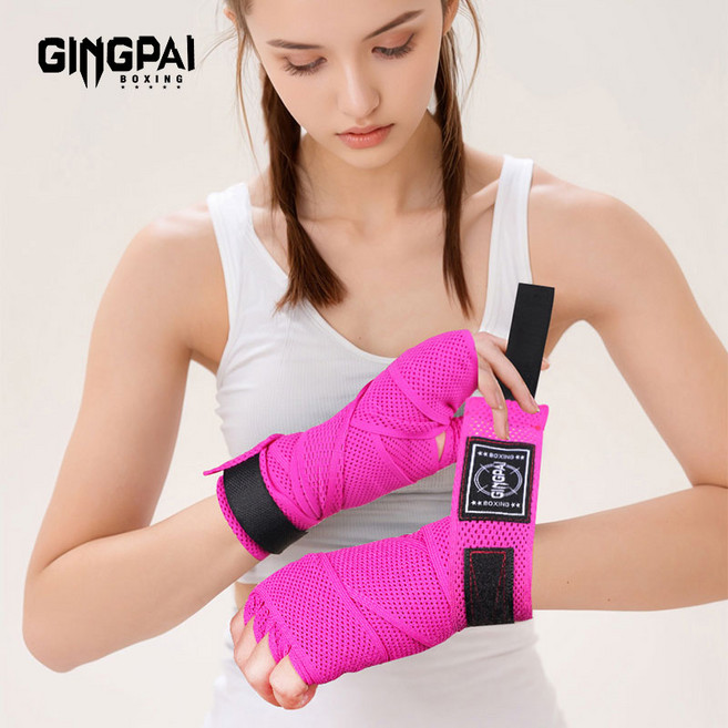 GINGPAI 징파이 복싱 핸드랩 통기성 손목 보호대 양손 세트, 1세트, 마젠타