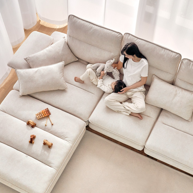 [무료설치배송+10만원 즉시할인] 휴도 여유의 동백 4인 카우치 정품 조야 스윙 패브릭 소파 4인 쇼파