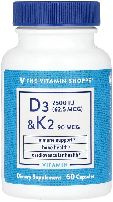 The Vitamin Shoppe Vitamin D3 & K2 60 Capsules, 1개 - 쿠팡