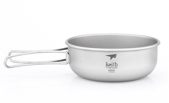 Keith 鎧斯 純鈦輕量折疊握把湯碗 Ti5324 野道家 露營餐具, 原色, 1個