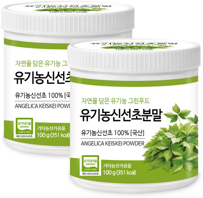 푸른들판 유기농 신선초 분말 가루 파우더, 2개, 100g