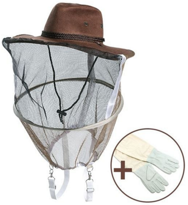 양봉 장갑 가죽 벌방지 남녀공용 벌집 제거 장갑 쏘임 방지 카우보이 방충망 걸이형 어깨 벌레 손목 얼굴