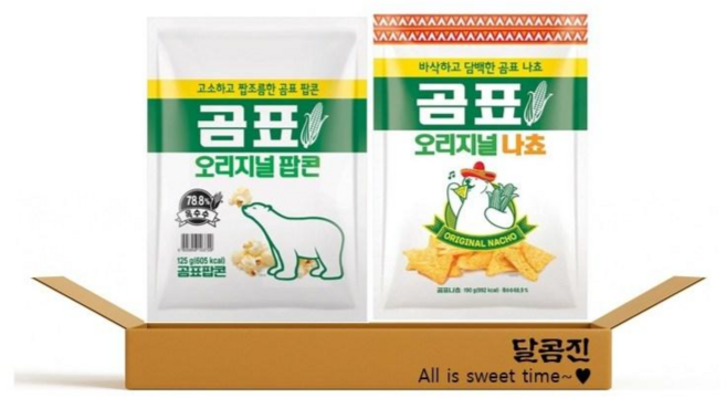 [달콤진] 곰표 오리지널 팝콘 125g + 오리지널 나쵸 190g, 1세트, 315g